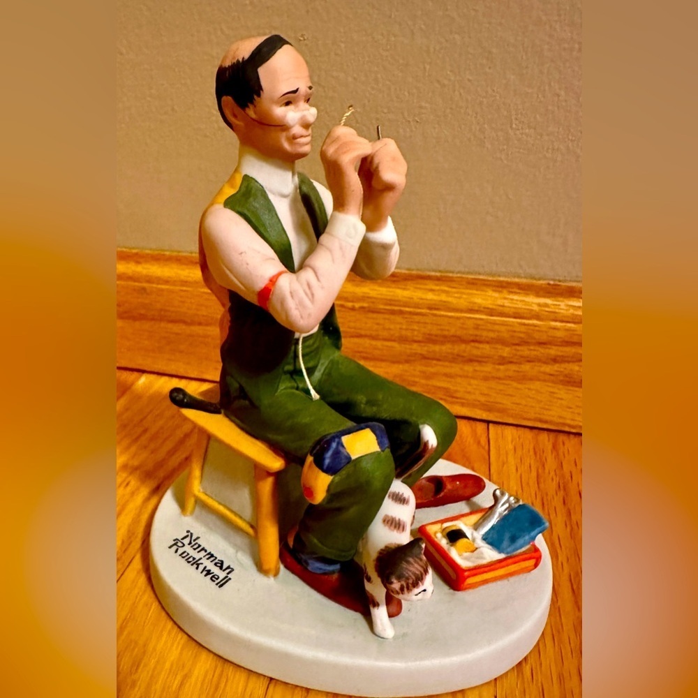 Norman Rockwell collectible porcelain figurine “Man Threading A Needle”